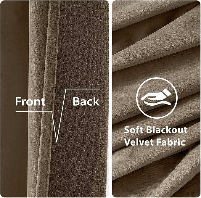 MIULEE Velvet Curtains Light Taupe 52 x 108 Inch Length Set of 2 | Extra Long - Image 3