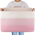 OIAHOMY 108L Extra Large Blanket Basket Dog Toy Basket Pink&White | Rectangle by MasterofSpaceOptimization