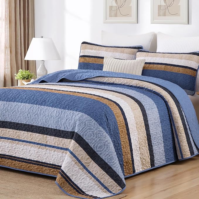 Dobuyly Queen Size Boho Quilt, Breathable All-Season, 3-Piece Set by Dobuyly
