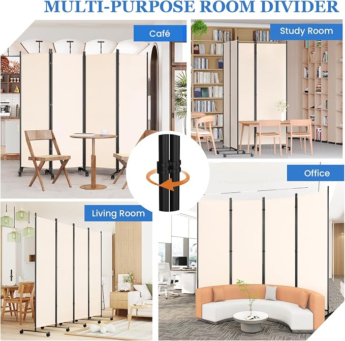 SUNALLY Room Divider Privacy Screens, 8 Panels Dividers - Image 7