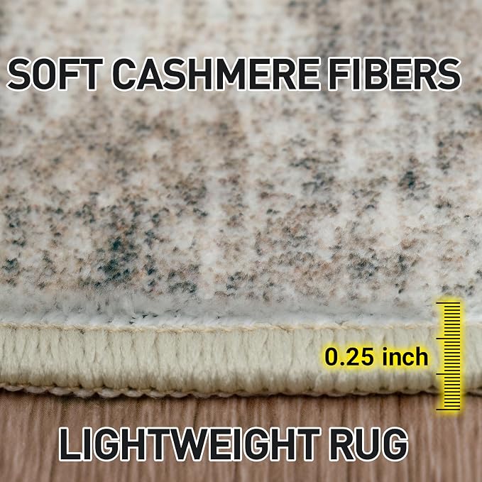 6x9 Area Rugs for Living Room: Washable Abstract Brown Black Badroom Carpet | - Image 7