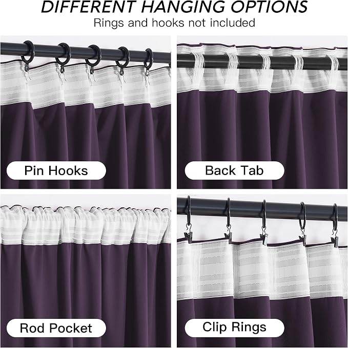 RYB HOME Purple Velvet Blackout Curtains 84 inches - Image 6