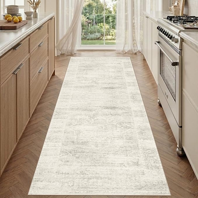 Latte&Fog 2.6x8 Washable Hallway Runner Ivory Rug by LatteFog