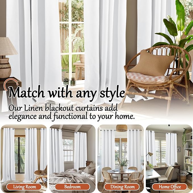 95 Inch Long Pure White Blackout Curtains - Image 7