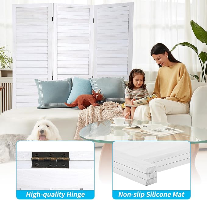 BLKMTY Room Divider 3 Panel Privacy Screen Folding Screen 5.6ft Tall Wood - Image 4