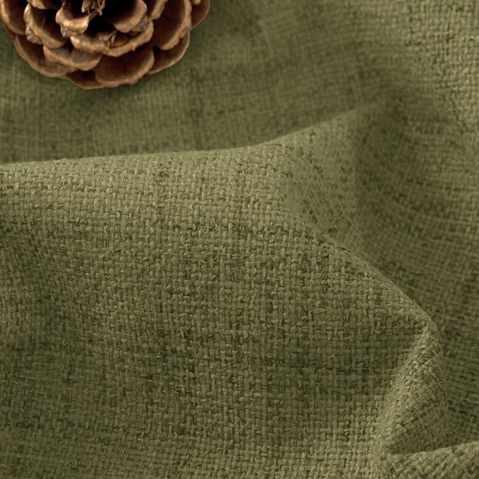 Olive Green Linen Blackout Curtains - Image 4
