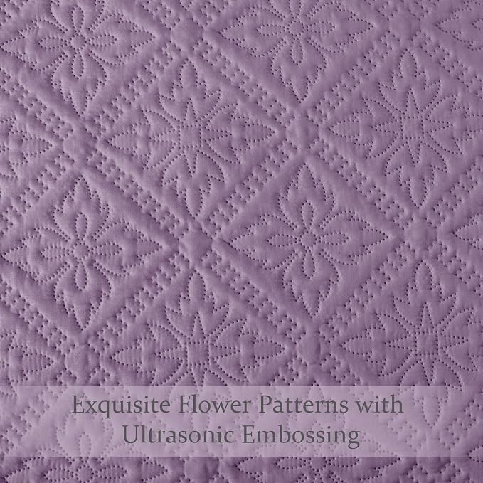 Exclusivo Mezcla Twin Quilt Set, Dusty Lavender | Lightweight Soft Bedspreads - Image 5