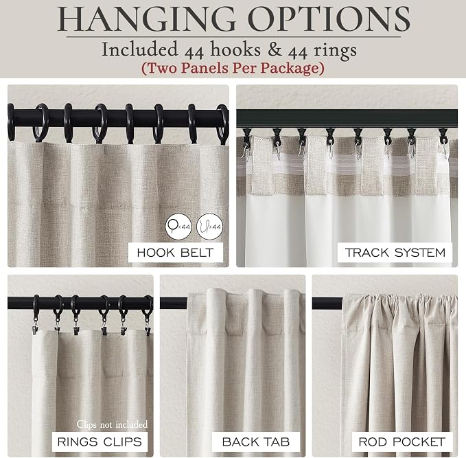 Extra Wide 70 Inch Length Blackout Curtains & Drapes 108 Inches Long 2 Panels - Image 5