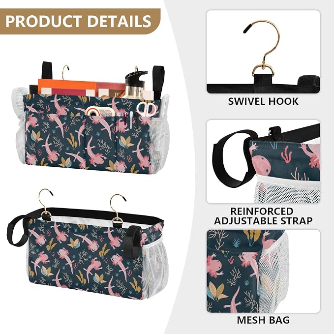 Axolotls tag8 Bedside Caddy Storage Bag Bedside Organizer - Image 5