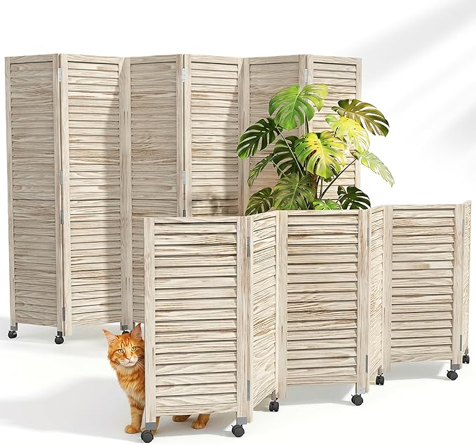 Amsleekey 67" H 6 Panel Wood Room Divider | Folding Privacy Screen, Lockable by Amsleekey