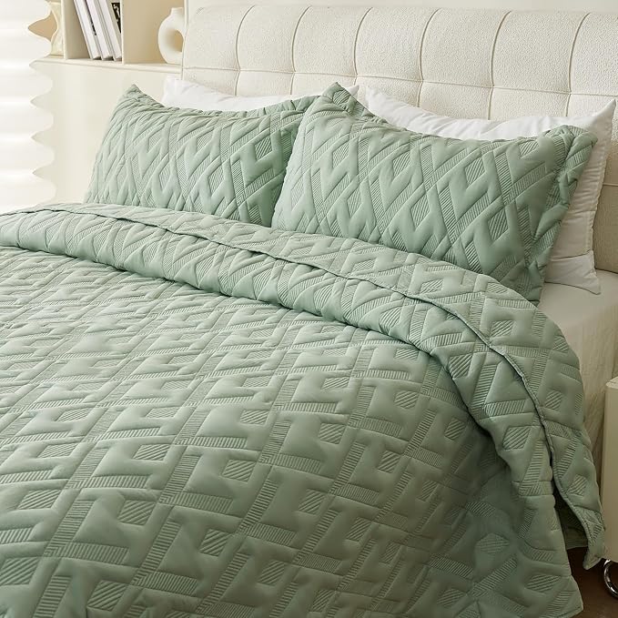 Cmfshape Diamond Embroidery Quilt Set, 3 Pieces King Quilt Bedding Set - Image 5