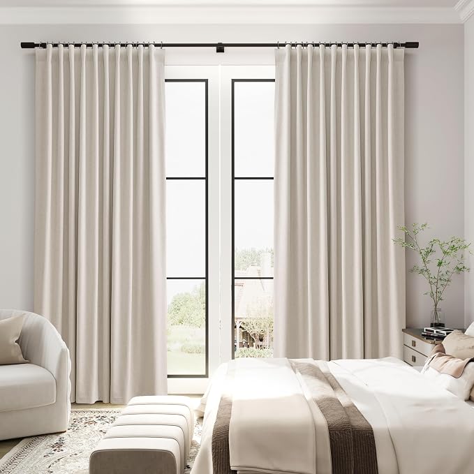 Cream Natural Linen 100% Blackout Kitchen Curtains 45 Inch Length Short Modern - Image 7