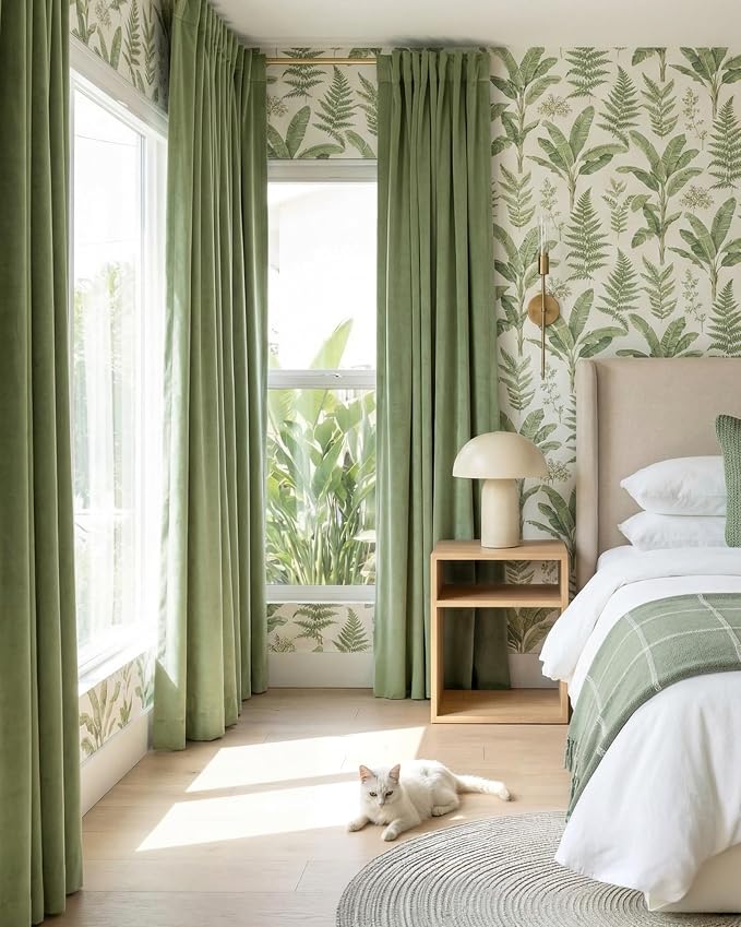 Sage Green Curtains 96 inches Elegant Spring Home Decor, 2 Panels | Soft Heavy - Image 8