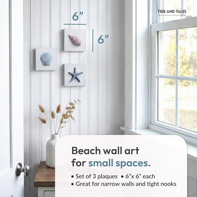 Tide and Tales 3D Beach Wall Art, Coastal Bathroom Wall Decor, Textured 3D - Image 3
