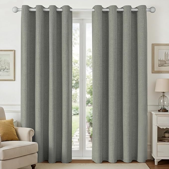 Joydeco Dark Grey Black Out Curtains 72 Inch Long 2 Panels Set, Curtains 100% by JOYDECO