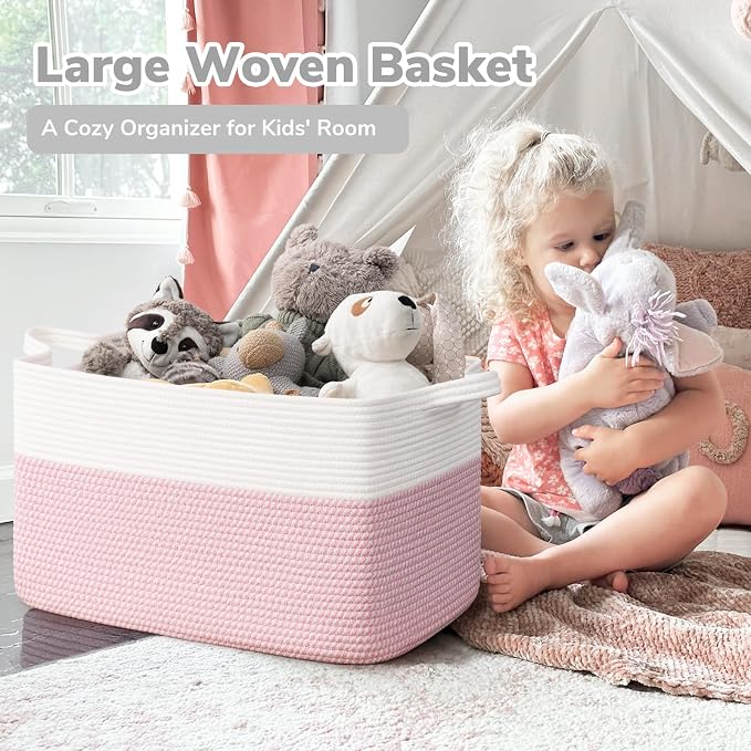 Goodpick Large Woven Rope Blanket Basket, Nursery & Bedroom Organization - Image 2