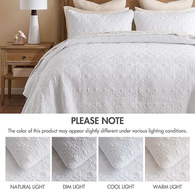 Madison Park King Quilt Bedding Set, Cottage-Inspired Damask, Classic Stitch - Image 8