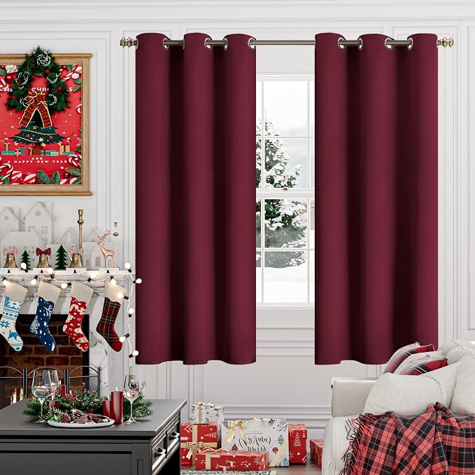 YoungsTex Burgundy 100% Blackout Curtains 63 Inch Length 2 Panels, Room - Image 4