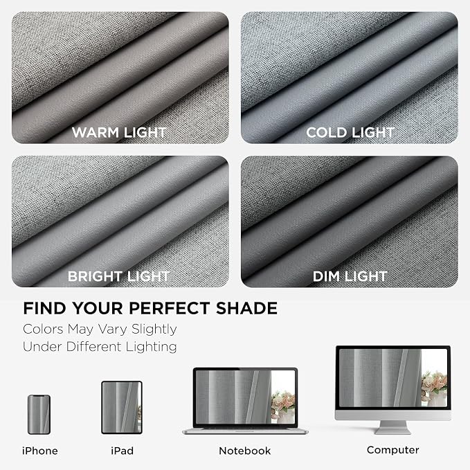 Joydeco 84 Inch Light Grey Blackout Curtains - Image 8