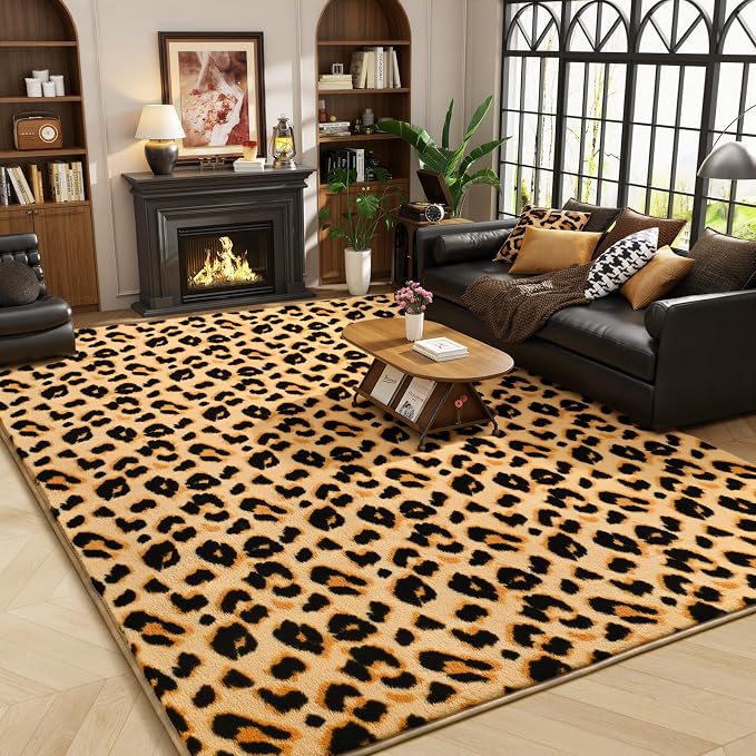 Soft Leopard Rugs for Bedroom Living Room, 4x6 Cheetah Print Rug | Fluffy - Image 6