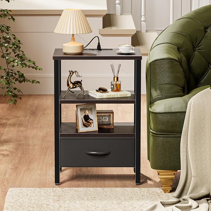 SUPERJARE Nightstand with Charging Station, USB-C Port, Bedside Table | Night - Image 7