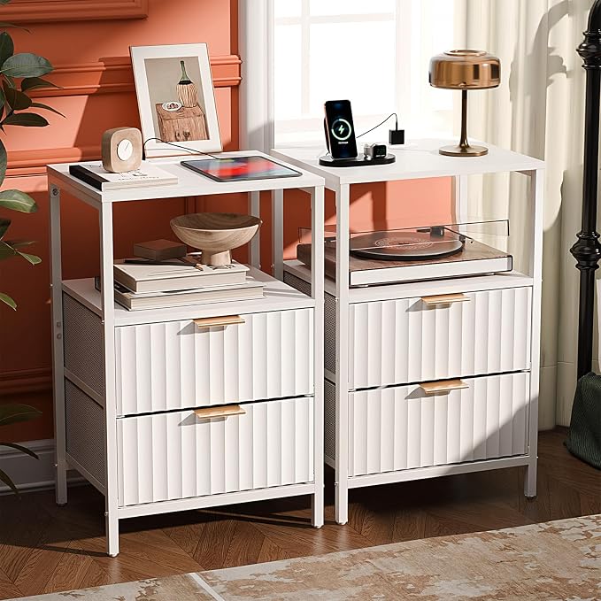 VINGLI White Nightstands Set of 2 by VINGLI