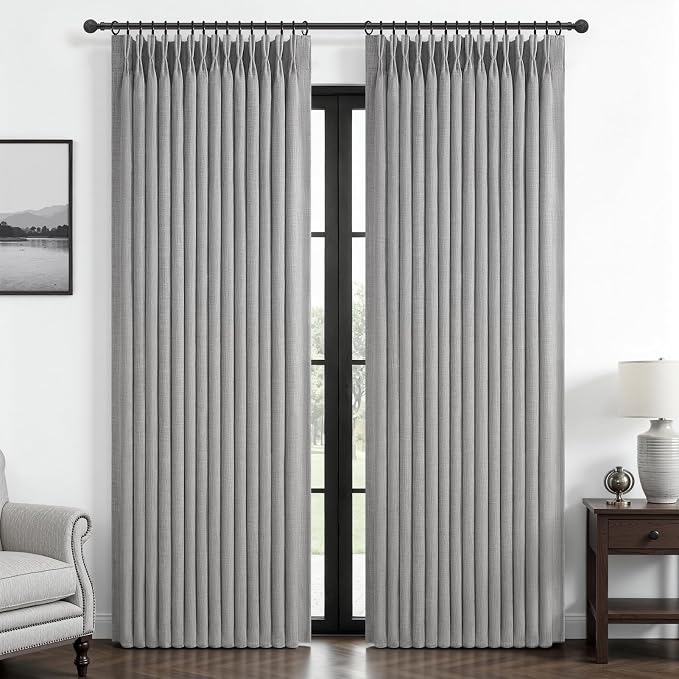 Custom Light Grey Blackout Dining Room Curtains 78 Inches Long 2 Panels Set by PleatedDrapes