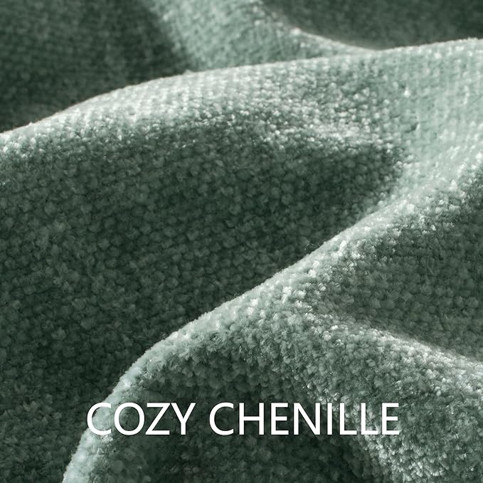 Chenille Throw Blanket for Couch 50"X 60", Soft Cozy Throws with Fringe Tassel for Bed Sofa Chair Cover, Lightweight Knitted Decorative Boho Blankets for Living Room, Sage Green