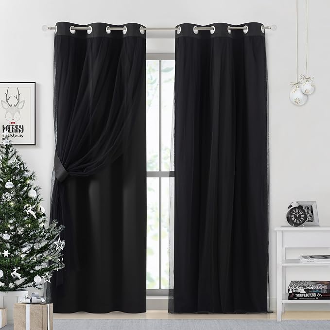 Bujasso Black Full Blackout Curtains - Image 9