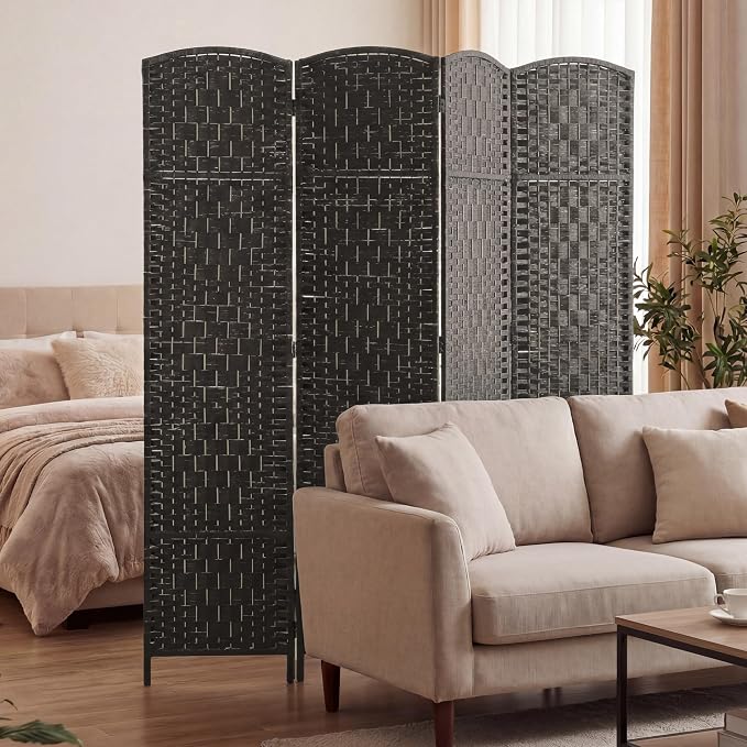 HOMCOM Room Divider 4-Panel, 6FT-Tall Folding Privacy Screen, Coffee | - Image 9