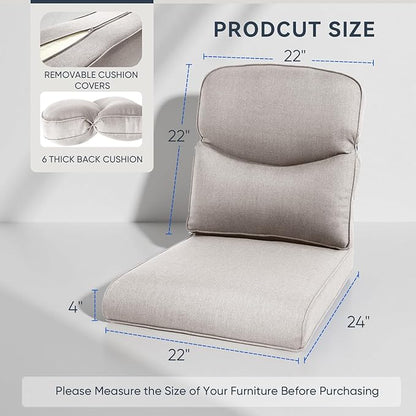 10-Piece Outdoor Patio Cushion Set - Fade & Water Resistant with Removable Olefin Cover, 22x24x4 Inch Memory Foam Cushions for Wicker Sectional Sofa – Beige/Crescent