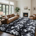 Mottled Black 6x9 Area Rugs for Living Room, Fluffy Shag Rug Large Carpet | by Yongyangjuxi