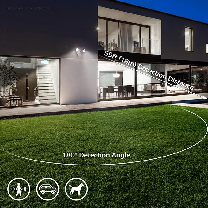LEONLITE 3CCT LED Security Light, Motion Sensor Outdoor Lights, Dusk to Dawn, ETL Listed, Adjustable Heads, 3000K4000K5000K Selectable, Motion Detector Flood Light for Outside, IP65 Waterproof, White