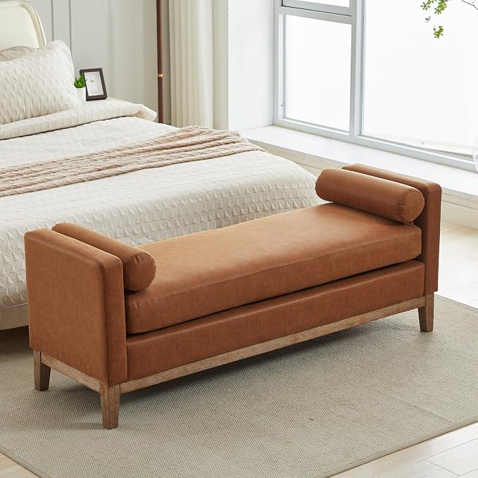 65.6" End of Bed Bench Vegan Leather by Aortzio