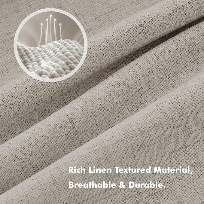 MIULEE 100% Blackout Linen Curtains 42 x 96 Inch Pebble Taupe 2 Panels | - Image 3