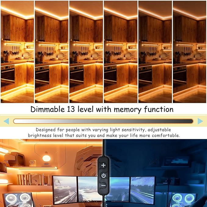 Warm White Led Lights Strip Rope Lights for Easter Housewarming Party Indoor Decor Cuttable Strip Lights for Baby Room Bedroom Bathroom Living Room Kitchen Ceiling Wall Vanity Mirror Decoration