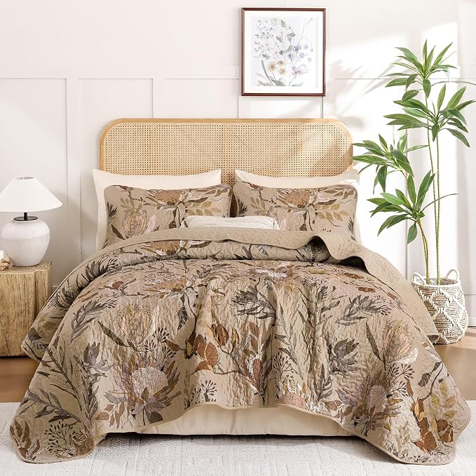 Dintszyayue Fall Quilt Queen Size Brown, Soft Microfiber Lightweight Farmhouse - Image 9