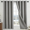 COSVIYA 100% Blackout Dove Grey Linen Curtains & Drapes 63 Inch Length | Light by COSVIYA