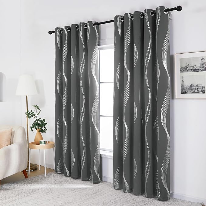 Deconovo Curtains for Living Room, Pattern Blackout Curtains 72 Inches Long | - Image 4