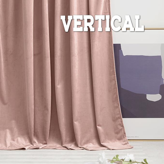 RYB HOME Dusty Pink Velvet Curtains 96 inches - Image 6