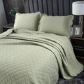 ROOMLIFE Quilt Set King Size 3D Floral Embroidery Pattern 3-Piece Cotton by ROOMLIFE