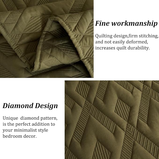 Cmfshape Diamond Embroidery Quilt Set, 3 Pieces Queen Quilt Bedding Set - Image 6