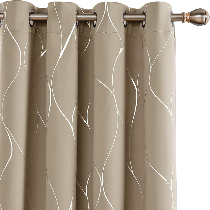 Deconovo Curtains for Living Room, Pattern Blackout Curtains 63 Inches Long | by Unknown