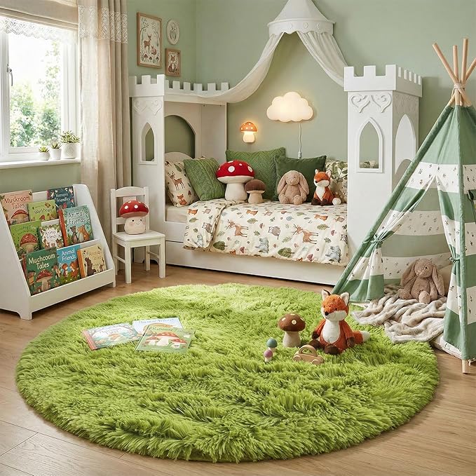 Amdrebio Grass Green Large Round Rug 7Ft - Image 3