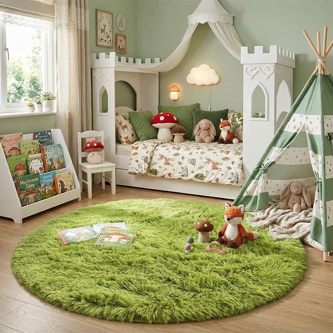 Amdrebio Grass Green Round Rug 4Ft - Image 3