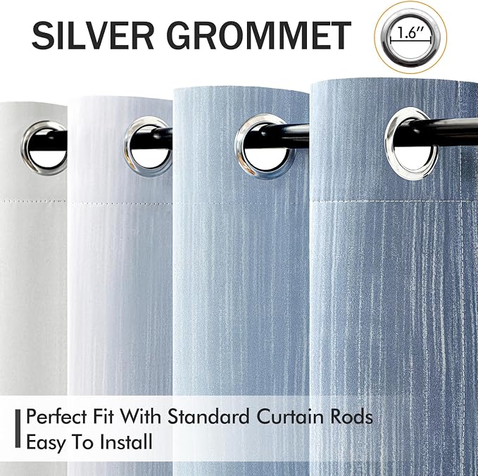 MIULEE Stone Blue and Greyish White Ombre Blackout Curtains 52Wx72L | Full Room - Image 2