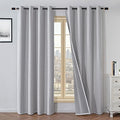 100% Blackout Curtains 90 Inch Length 2 Panels Set, Black Out Curtains for Living Room, Greyish White Thermal Insulated Grommet Drapes Bedroom Luxury Decor Privacy(37W × 90L inch, Greyish White)