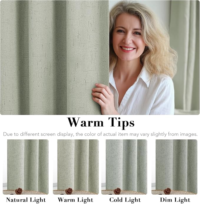H.VERSAILTEX Linen Blackout Curtains 108 Inches Long 100% Absolutely Blackout - Image 5