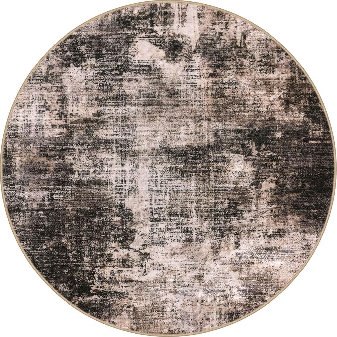Abstract Round Area Rug 8 Ft Washable Circle Rugs Large Round Rug Non Slip Thin - Image 9