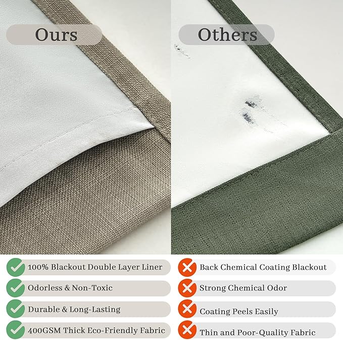 Extra Long 120 Inch Sepia Ebony Blackout Bedroom Curtains 2 Panels Set - Image 5